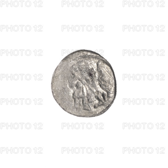 denarius, Boleslaw III Krzywousty (prince of Poland; 1107–1138), allegories, chain mail (iconographic), equal-armed cross (iconographic), crosses, spearhead (issue mark), jaws (iconographic), knight (iconographic), martyrs, Romanesque (style), dragons, dragon (iconographic), Adalbert (Saint; ca. 956–997), Middle Ages, fight between good and evil (iconographic), fight against pagans (iconographic), spears, spear (iconographic). Obv.: In the beaded border, a knight in chain mail thrusting a spearhead into the jaws of a dragon turned upside down. Rv.: In the triple beaded border, an isosceles cross topped with balls; at the intersection of the arms, a ball; between the arms, one ball. ca. 1125–1138. Poland, Kraków. Coin. Diameter 12.2–12.6 mm. Weight 0.34 g.
