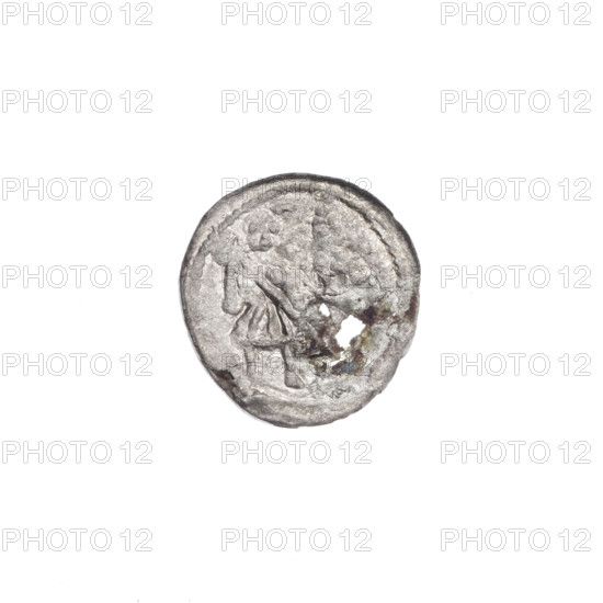 denarius, Boleslaw III Krzywousty (prince of Poland; 1086–1138), allegories, spearhead (issue mark), chain mail, crosses, equal-armed cross, jaws, knight, martyrs, Romanesque (style), knights, dragons, dragon, fight against pagans, Middle Ages, fight between good and evil, Adalbert (Saint; ca. 956–997), spear, spears. Obv. In the beaded border, a knight in chain mail thrusting a spearhead into the jaws of a dragon turned upside down. Rv. In the triple beaded border, an isosceles cross topped with balls. At the intersection of the arms, a ball. Between them, one ball. ca. 1125–1138, Poland, Kraków, coin, diameter 12.5–13.2 mm, weight 0.26 g