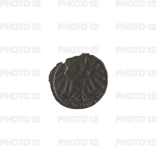 Gdansk denarius, Sigismund I the Old (King of Poland; reign 1506–1548). Silver coin (denarius) depicting an eagle (Royal Prussia coat of arms) on the obverse and the coat of arms of Gdansk on the reverse. Border inscriptions: obverse — the Eagle of Royal Prussia; reverse — the coat of arms of Gdansk with numerals, dates and letters at the sides: '3 - 9 / M - S', date 1539. Poland, Gdansk. Diameter: 11.0–12.0 mm. Weight: 0.22 g.