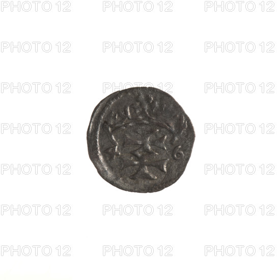 Gdansk denarius, Sigismund I the Old (King of Poland; reign 1506–1548). Obverse: in the border the Eagle of Royal Prussia. Reverse: in the border the coat of arms of Gdansk, flanked by date numerals 4 - 6 (1546). Polish coin featuring eagle and city coat of arms; Jagiellon dynasty. Diameter ca. 12.6–13.0 mm; weight 0.28 g.