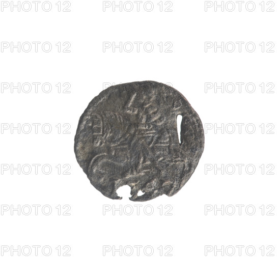 Lithuanian denarius, Sigismund II Augustus (King of Poland; 1544–1572); emblems of the Jagiellon dynasty; Polish eagle and Lithuanian Pursuer (emblem). Obverse: Polish eagle in the rim. Reverse: Lithuanian Pursuer in the rim, below the year 1547. Grand Duchy of Lithuania, Vilnius. Coin. Diameter 11.0–12.0 mm. Weight 0.21 g.