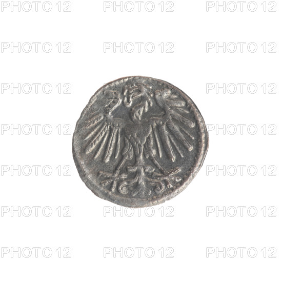 Lithuanian denarius, Sigismund II Augustus (King of Poland; 1544–1572); emblems of the Jagiellon dynasty; Polish coin featuring eagles and the Lithuanian Pursuer. Obverse: Polish Eagle in the rim. Reverse: Lithuanian Pursuer in the rim, below the year 1549. Dated 1549. Grand Duchy of Lithuania, Vilnius. Coin; diameter approx. 12.2–12.6 mm; weight 0.28 g.