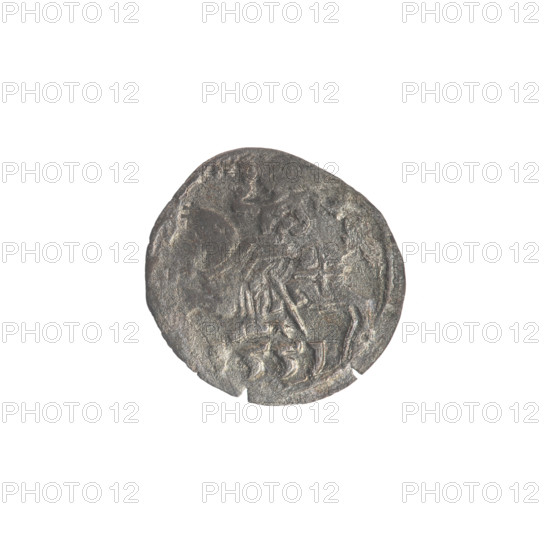 Lithuanian denarius, Sigismund II Augustus (King of Poland; 1544–1572); emblems of the Jagiellon dynasty; Polish coins; motifs: Eagle (obverse, in the rim) and Pursuer (reverse, in the rim); dated 1551 (below the year 1551); Grand Duchy of Lithuania, Vilnius, Poland; coin; diameter 11.8–12.3 mm; weight 0.26 g
