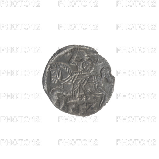Lithuanian denarius, Sigismund II Augustus (King of Poland; 1544–1572); emblems of the Jagiellon dynasty; Polish eagle and Lithuanian Pursuer emblems. Obverse: Polish eagle in the rim. Reverse: Lithuanian Pursuer in the rim, below the year 155? / 1552. Grand Duchy of Lithuania, Vilnius, Poland. Coin; diameter 11.5–12.0 mm; weight 0.28 g.