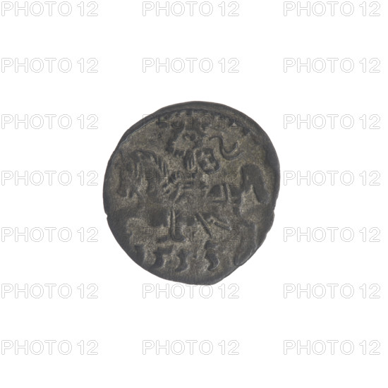 Lithuanian denarius, Sigismund II Augustus (King of Poland; 1544–1572); emblems of the Jagiellon dynasty; Polish eagle (obverse, in the rim) and Lithuanian Pursuer (reverse, in the rim, below the year 1553); dated 1553; Grand Duchy of Lithuania, Vilnius, Poland; coin; diameter 11.9–12.2 mm; weight 0.26 g.