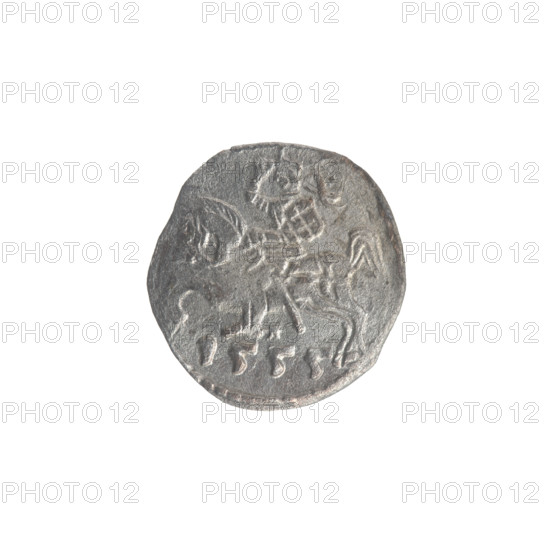 Lithuanian denarius, Sigismund II Augustus (King of Poland; 1544–1572). Silver coin (denarius) featuring emblems of the Jagiellon dynasty: Polish Eagle (obverse rim) and Lithuanian Pursuer (reverse rim). Dated 1555. Issued by the Grand Duchy of Lithuania, Vilnius. Diameter approx. 11.9–12.5 mm; weight 0.32 g.