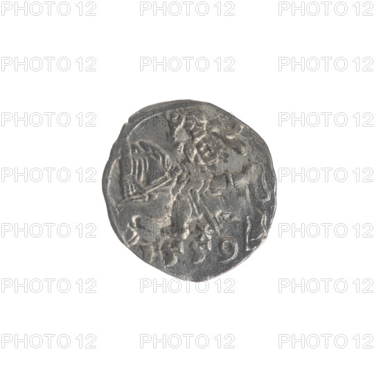 Lithuanian denarius, Sigismund II Augustus (King of Poland; 1544–1572); emblems of the Jagiellon dynasty; Polish coin featuring eagles and the Lithuanian Pursuer emblem. Obverse: Polish Eagle in the rim. Reverse: Lithuanian Pursuer in the rim, below the year 1559 (1559). Grand Duchy of Lithuania, Poland; minted in Vilnius. Coin; diameter 11.5–12.5 mm; weight 0.3 g.