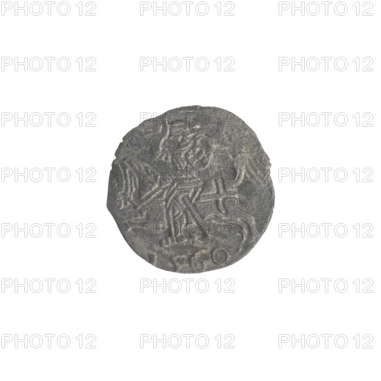 Lithuanian denarius, Sigismund II Augustus (King of Poland; 1544–1572); emblems of the Jagiellon dynasty; Polish coins; eagles (Eagle emblem) and Pursuer (Lithuanian emblem). Obverse: Polish Eagle in the rim. Reverse: Lithuanian Pursuer in the rim, below the year 1560. Date: 1560. Place: Grand Duchy of Lithuania, Vilnius. Coin; diameter 11.2–11.5 mm; weight 0.24 g.