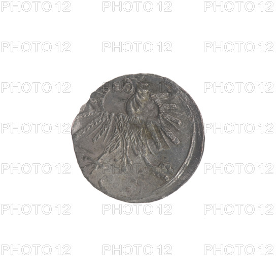 Lithuanian denarius of Sigismund II Augustus (King of Poland, 1544–1572). Obverse: Polish eagle in the rim. Reverse: Lithuanian pursuer in the rim, below the year 1563. Emblems of the Jagiellon dynasty. Coin of the Grand Duchy of Lithuania (Vilnius), Poland — diameter 12.0–12.4 mm, weight 0.27 g.