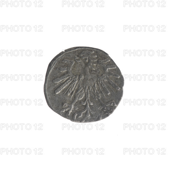 Denarius (coin), 1563. Obverse: Polish Eagle in rim; Reverse: Lithuanian Pursuer in rim, below the year 1563. Issued under Sigismund II Augustus (King of Poland, 1544–1572). Jagiellon dynasty emblems; Polish coins; motifs: eagles and Pursuer (Lithuanian emblem). Grand Duchy of Lithuania, Vilnius. Diameter approx. 11.7–12.4 mm; weight 0.27 g.