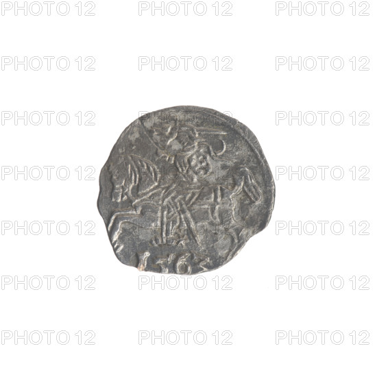 Lithuanian denarius, Sigismund II Augustus (King of Poland; 1544–1572); emblems of the Jagiellon dynasty; Polish eagle and Lithuanian pursuer emblems. Obverse: Polish eagle in the rim. Reverse: Lithuanian pursuer in the rim, below the year 1563. Dated 1563. Minted in Vilnius, Grand Duchy of Lithuania (Poland–Lithuania). Coin; diameter ~11.7–12.0 mm; weight 0.25 g.