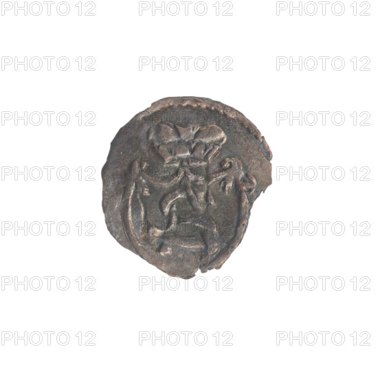Lithuanian obol, Sigismund II Augustus (King of Poland; 1544–1572), Jagiellonian dynasty. Silver coin (obol), Grand Duchy of Lithuania, Vilnius; 1546. Obverse: under the ducal mitre in the rim a shield with a tied monogram composed of the letters SA Rw; in the rim a shield with the Columns of Gediminas coat of arms; on the sides year 15 - 46 (1546). Heraldic shields, tied monograms. Diameter ~11–12 mm; weight ~0.22 g.