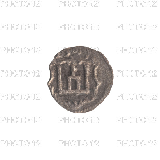Lithuanian obol, Sigismund II Augustus (King of Poland; 1544–1572), Jagiellonians (dynasty); Polish coin featuring coats of arms, heraldic shields, monograms, tied monograms, and Columns of Gediminas (coat of arms). Obverse: in the rim under the ducal mitre a tied monogram composed of the letters 'SA Rw'; in the rim a shield with the Columns coat of arms, above the shield the year 1547. Grand Duchy of Lithuania, Vilnius, 1547. Coin; diameter 10.8–11.0 mm; weight 0.2 g.