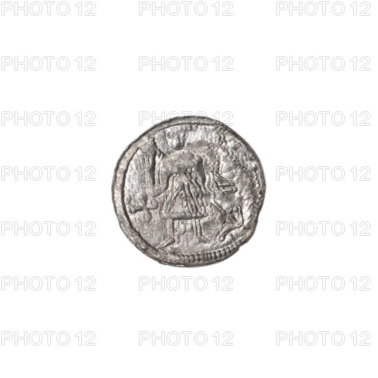 denarius, Boleslaw III Krzywousty (prince of Poland; 1086-1138), allegories, equal-armed cross, crosses, jaws, spearhead (issue mark), chain mail, martyrs, knight, Romanesque (style), dragons, knights, dragon, fight between good and evil, Middle Ages, spear, fight against pagans, spears, jaws, Adalbert (St.; ca. 956-997). Obv.: In the beaded border, a knight in chain mail thrusting a spearhead into the jaws of a dragon turned upside down. Under the knight's right elbow, an isosceles cross with arms terminating in balls. Rv.: In the triple beaded border, an isosceles cross terminating in balls. At the intersection of the arms, a ball. Between its arms, one ball (three of them have one dot each; the fourth may also have one—darkening prevents observation). ca. 1125–1138. Poland, Kraków. Coin. Diameter 12.2–12.6 mm. Weight 0.36 g.