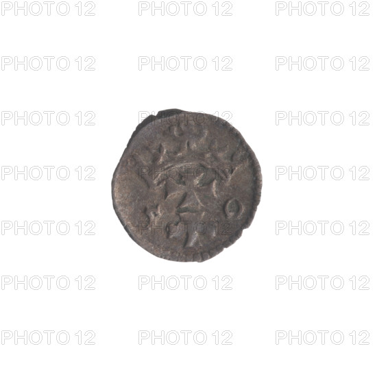 Gdansk denarius, Sigismund II Augustus (King of Poland; 1544–1572); emblems of the Jagiellon dynasty; obverse: in the border the Eagle of Royal Prussia; reverse: in the border the coat of arms of Gdansk, with the numerals of the date 5 - 0, 1550 at the sides; motifs: eagles, city coat of arms; coin from Gdansk, Poland; dimensions: diameter 12.0–12.9 mm; weight 0.34 g