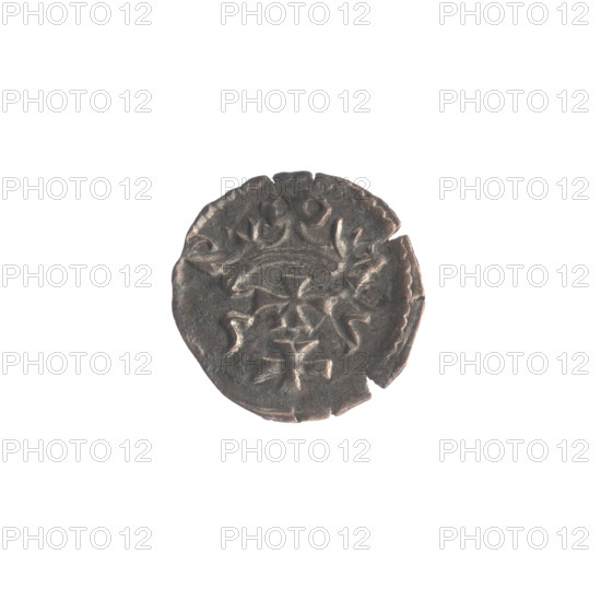 Gdansk denarius, Sigismund II Augustus (King of Poland; 1544–1572). Obverse: in the border the Eagle of Royal Prussia. Reverse: in the border the coat of arms of Gdansk, on the sides the numerals of the date 5 - 5, 1555. Emblems of the Jagiellon dynasty; Gdansk (coat of arms); eagles; city coats of arms. Poland, Gdansk; coin. Diameter 13.0–13.2 mm; weight 0.27 g.