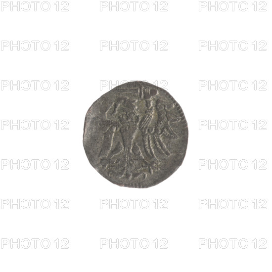 Gdansk denarius, Sigismund II Augustus (King of Poland; 1544–1572). Obverse: border with the Eagle of Royal Prussia. Reverse: border with the coat of arms of Gdansk; on the sides the numerals of the date 5 - 7, 1557. Emblems of the Jagiellon dynasty, eagles, and city coats of arms. Polish coin. Diameter 12.0–12.2 mm; weight 0.37 g.