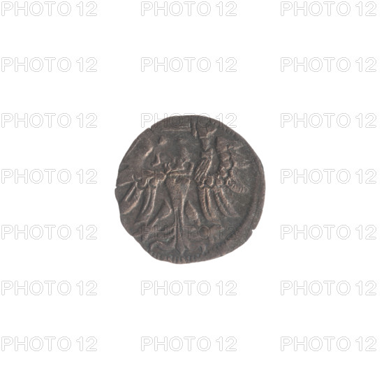 Gdansk denarius, Sigismund II Augustus (King of Poland; 1544–1572). Obverse: in the border the Eagle of Royal Prussia. Reverse: in the border the coat of arms of Gdansk, with numerals of the date at the sides: 8 · 1558. Emblems, eagles, city coats of arms; Jagiellonian dynasty. Polish coin. Diameter ca. 12.0–12.3 mm; weight 0.33 g.