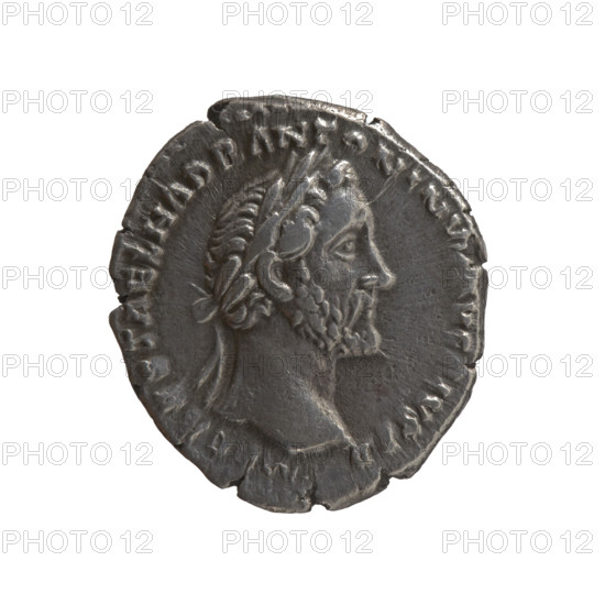 Denarius of Antoninus Pius (86–161; Roman emperor 138–161). Obverse: head of Antoninus Pius in a laurel wreath facing right, inscribed ES T AEL HADR ANTONINV, IVS PP. Reverse: Tranquillitas standing to the right, holding a rudder in his right hand and ears of corn in his left, inscribed TR POT XIIII and TRANQ. Roman Empire, circa 150–151. Coin; bronze/silver (denarius). Diameter ~16.5–18.5 mm; weight 3.07 g; axis 180°.