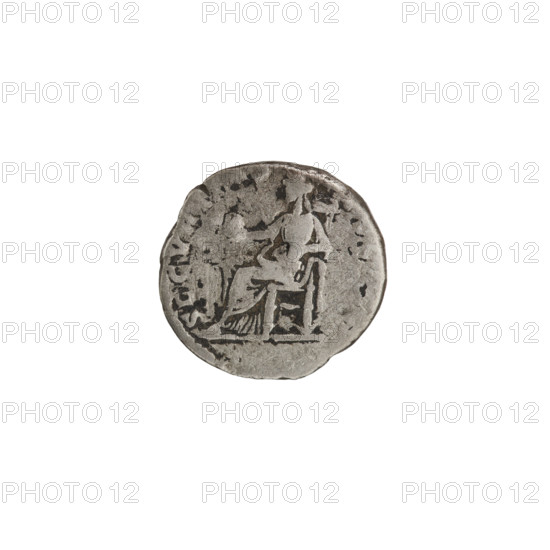 Denarius, Septimius Severus (Roman Emperor; 146–211). Obverse: Emperor's head with a laurel wreath right, inscription LSEPTSEVPERT. Reverse: Securitas seated left holding a globe in her right hand, inscription SECVRITAS VBL. Date: 194–198. Roman Empire (27 BC–476). Rome. Coin; diameter 16.5 mm, weight 3.21 g, axis 0°.
