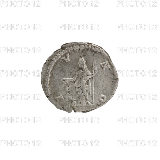 Denarius, Julia Domna (ca. 160–217; Roman empress 193–211). Obv.: IVLIA AVGVSTA — bust of Julia Domna right, pearl rim. Rev.: IVNO — Juno, veiled, stands left holding a patera in her right hand and a scepter in her left; at her feet a peacock, pearl rim. Roman Empire, 198–209 CE, Rome. Coin: silver denarius, diameter 19.0 mm, weight 2.90 g, axis 0°.