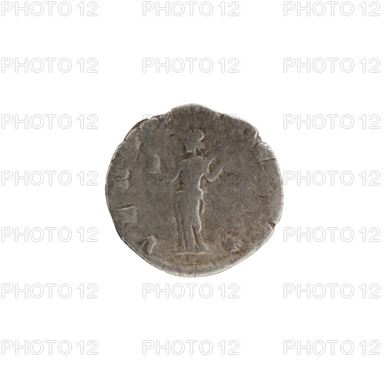denarius, Julia Domna (ca. 160–217; Roman empress 193–211), Septimius Severus (Roman emperor; 146–211), Julia Domna — iconography, Venus (mythology), busts, Standing Venus, busts of empresses, apples (attribute). Obv. IVLIA AVGVSTA Bust of Julia Domna right, pearl rim. Rev. VENVS FELIX Venus standing facing left with an apple in her right hand, left hand lifting her robe on her shoulder, pearl rim. Date: 196–211. Roman Empire (27 BC–476), Rome. Coin: denarius; diameter 18.0 mm; weight 2.83 g; axis 0°.