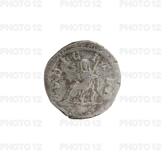 Denarius, Julia Domna (ca. 160–217; Roman empress 193–211), Septimius Severus (Roman emperor; 146–211). Iconography: busts; Pudicitia seated (personification). Obverse: 'IVLIA AVGVSTA' — bust of Julia Domna right, pearl rim. Reverse: 'PVDICITIA' — Pudicitia veiled, right hand on breast, left hand grasping scepter, pearl rim. Date: 196–211. Culture/place: Roman Empire (27 BC–476), Rome. Object type: coin. Diameter: 18.4 mm. Weight: 3.12 g. Axis: 180 degrees.
