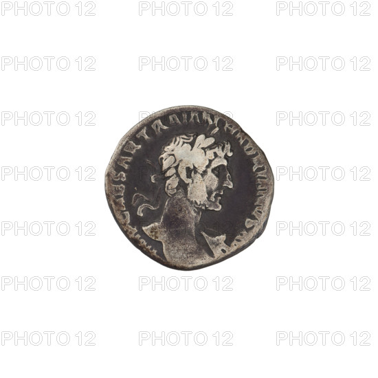Denarius, Hadrian (76–138; Roman Emperor 117–138). Obverse: bust of Hadrian with laurel wreath and drapery on shoulder, facing right; rim inscription 'CAESAR TRAIAN HADRIANVS AVG'. Reverse: Pietas (personification) in veil stands turned left with raised right hand and left hand at chest; on both sides 'PIE TAS'; rim inscription 'COS II'. Date: 118. Place: Rome, Roman Empire. Coin; diameter 17.0–17.7 mm; weight 3.40 g; axis 180°.