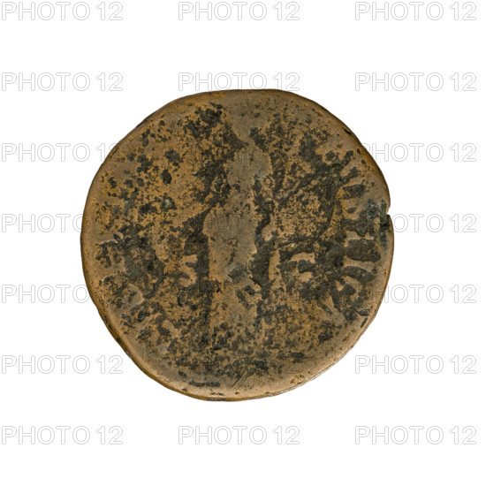 Nerva (Roman Emperor; 96–98). Libertas standing. Obverse: IMP NERVA CAES AVG PM TR P II COS III PP (poorly legible). Nerva’s head right, wearing a laurel wreath. Reverse: LIBERTAS PVBLICA (poorly legible). Libertas stands turned left, holding a pileus in her right hand and a scepter in her left; letters SC on both sides. Date: 97. Roman Empire (27 BC–476). Rome. Coin. Diameter 27.5 mm; weight 9.75 g; axis 180°.
