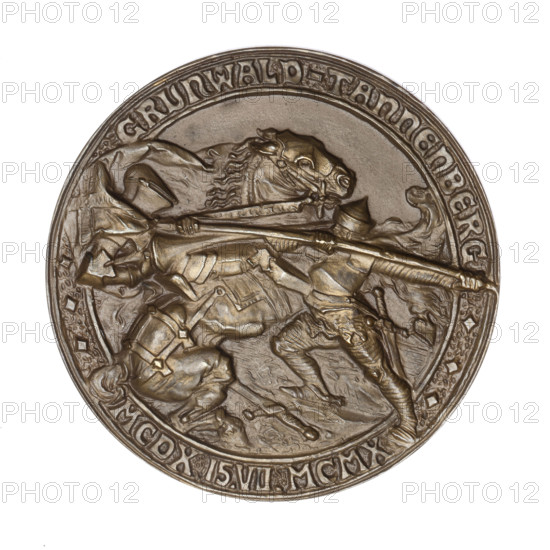 500th anniversary of the Battle of Grunwald; Jan Raszka (1871–1945); Schneider Brothers (Vienna; medal workshop; ca. 1880–ca. 1944); Battle of Grunwald (1410); medals associated with Poland; 1910; Vienna; medal. WQXBCFS