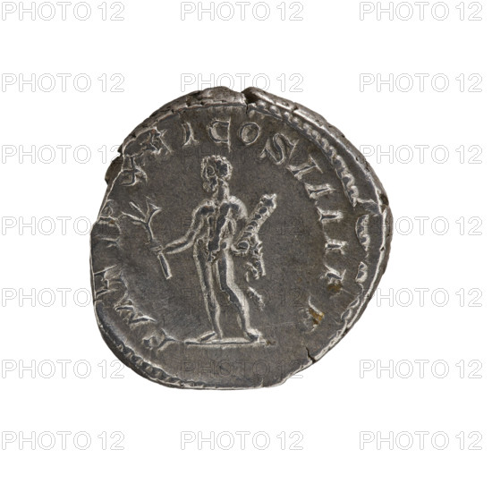 Denarius, Caracalla (188–217), issuer: Caracalla (Roman emperor; 188–217). Obverse: ANTONINVS PIVS AVG GERM — Head of Caracalla with laurel wreath facing right; pearl border. Reverse: PM TR P X V ICO S III IPP — Naked Hercules standing facing left with a branch in his right hand and a club and lion skin in his left; pearl border. Date: 213. Subject: Hercules (mythology), twigs, clubs. Roman Empire (27 BC–476), Rome. Coin; diameters 18.0 mm and 19.0 mm; weight 3.52 g.