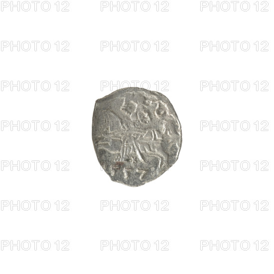 Lithuanian denarius, Sigismund II Augustus (King of Poland; 1544–1572); emblems of the Jagiellon dynasty; Polish coins; motifs: eagles (Eagle emblem) and Pursuit (Lithuanian Pursuit emblem); treasure/numism. Obverse: Polish Eagle in the rim. Reverse: Lithuanian Pursuit in the rim, below the year 1557. Date: 1557. Mint: Vilnius, Grand Duchy of Lithuania (Poland).