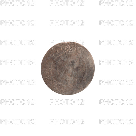 Szelag (coin), Pfahler, Ernest; Wislica hoard; Prussian coin (Ducal Prussia, 1525–1701), Königsberg, 1627. Obverse: Prussian eagle with crowned letter S on its chest; rim inscription beginning with a heart hallmark GEO, .WILH.MAR., I.EL. Reverse: monogram composed of letters GW; rim inscription beginning with a rosette, divided by the Hohenzollern coat of arms: SO, S.PR - VSSIAE. Date: 1627. Diameter 15.7 mm; weight 0.53 g; axis 0°.