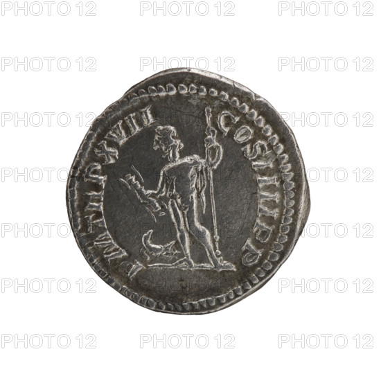 Denarius, Caracalla (188–217 CE). Obverse: ANTONINVS PIVS AVG GERM — head of Caracalla with laurel wreath facing right, pearl border. Reverse: PM TR P X VII COS IIII PP — naked Jupiter with cloak on his left shoulder standing left, thunderbolt in right hand and scepter in left, eagle at his feet, pearl border. Date: 214 CE. Roman Empire. Mint: Rome. Coin; diameter 18.5–19.0 mm; weight 2.90 g; axis 0°.