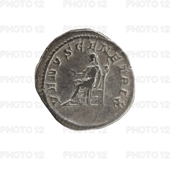 Antoninian, 211–217 CE. Obverse: Bust of Julia Domna (diademed) facing right, against a crescent, pearl rim; legend IVLIA PIA FELIX AVG. Reverse: Venus Genetrix seated left in a long robe, right hand extended, holding a sceptre in left, pearl surround. Roman Empire (27 BCE–476 CE), Rome. Coin; diameter ~22.5–23.0 mm, weight 4.85 g, axis 180°. Subjects: Julia Domna, Venus; iconography includes diadems, seated Venus, sceptres.