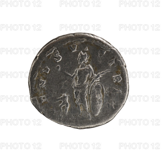 Denarius, Plautilla (ca. 185–212; Roman empress 202–205). Obverse: PLAVTILLA AVGVSTA — bust of Plautilla right. Reverse: VENVS VICTRIX — Venus standing left holding an apple and a palm, shield beside her, Cupid at her feet. Date: 202–205. Roman Empire (27 BC–476), Rome. Coin: diameter 18.4 mm, weight 3.06 g, axis 0°.