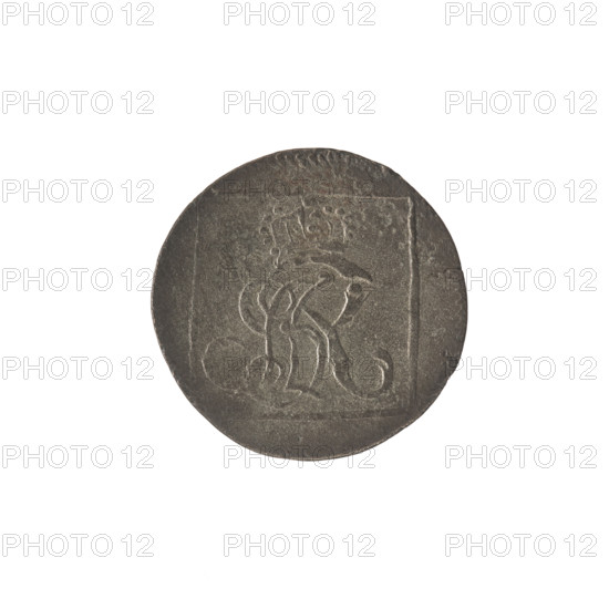 silver crown groschen - forgery; Stanislaw August Poniatowski (King of Poland; 1764–1795) (for the original); Sylm, Frederick William (fl. 1765–1767) (for the original); Polish coins; Stanislaw August Poniatowski (King of Poland; 1732–1798); monograms, tied monograms, royal monograms, inscriptions, crown coins, forgeries. Obv.: In a square frame, under the crown, a tied monogram composed of the letters SAR, pearl border. Rev.: In a square frame, an inscription in five lines: 320/EX/, ARCA/PU, ACOL./1766; on the sides of the square: 1.G, /, O, /, .D, /, 1766–1795, Polish–Lithuanian Commonwealth (1569–1795) (for the original), Warsaw (for the original), Poland. Coin, counterfeit; diameter 20.7 mm; diameter 21.3 mm; weight 1.94 g.