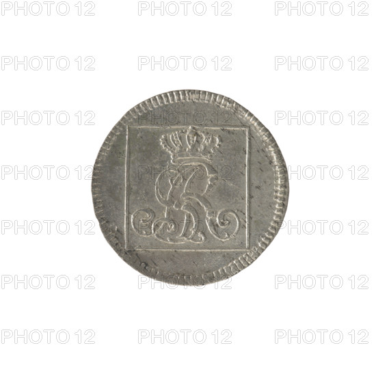 silver Crown groschen, Sylm, Frederick William (fl. 1765–1767); Stanislaw August Poniatowski (King of Poland; 1764–1795 / 1732–1798); monograms, tied monograms, royal monograms, inscriptions; Crown coin, Polish coin. Obv.: in a square frame under a crown a tied monogram composed of the letters SAR, pearl border. Rev.: in a square frame an inscription in five lines: '320/EX ./MARCA./PURA.COL./1766.', on the sides of the square: '1.GR./R.POL./MDL/FS', pearl border. 1766, Polish–Lithuanian Commonwealth (1569–1795), Warsaw, Poland. Coin. Diameter 21.1–21.4 mm; weight 1.98 g.