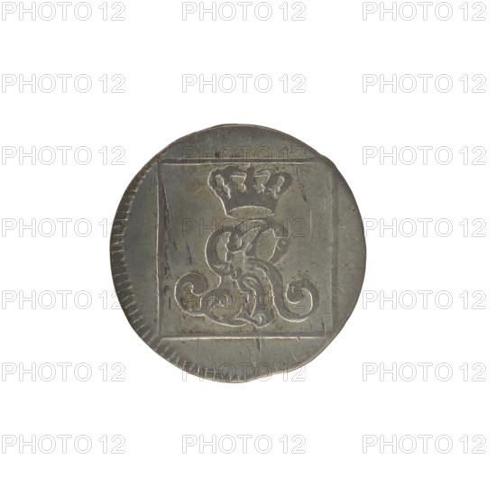 Silver Crown groschen, 1768. Obverse: in a square frame under a crown, a tied monogram composed of the letters SAR, pearl border. Reverse: in a square frame an inscription in five lines: 320/EX/MARCA/PURA.COL./1768.; on the sides of the square: 1.GR./R.POL./, /FS, pearl border. Maker: Sylm, Frederick William (fl. 1765–1767). Issued under Stanislaw August Poniatowski (King of Poland; 1764–1795). Polish–Lithuanian Commonwealth (1569–1795), Warsaw, Poland. Coin; diameter 21.0–21.4 mm; weight 1.65 g.