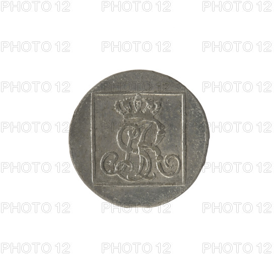 silver crown groschen, maker Antoni (fl. 1772–1774), issuer Stanislaw August Poniatowski (King of Poland; reign 1764–1795), tied royal monogram SAR, obverse: in a square frame under a crown a tied monogram composed of the letters SAR, pearl border; reverse: in a square frame an inscription in five lines: '320/EX/MARCA/PURA.COL./1774', on the sides of the square: '1.GR./R.POL./MDL/AP', border pearl; date 1774; Polish–Lithuanian Commonwealth (1569–1795), Warsaw, Poland; coin; diameter 20.3–20.8 mm; weight 1.85 g