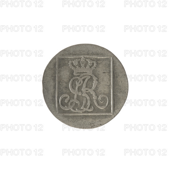 silver crown groschen; maker: Brenn, Efraim (fl. 1774–1792); obverse: in a square frame under a crown a tied monogram composed of the letters SAR, pearl border; reverse: in a square frame an inscription in five lines: 320/EX/MARCA/PURA.COL./1776., on the sides of the square: 1.GR./R.POL./MDL/EB, pearl border; date: 1776; ruler: Stanislaw August Poniatowski (King of Poland; 1732–1798, reign 1764–1795); silver; Polish–Lithuanian Commonwealth (1569–1795); place: Warsaw, Poland; coin; diameter 20.5–20.8 mm; weight 1.87 g