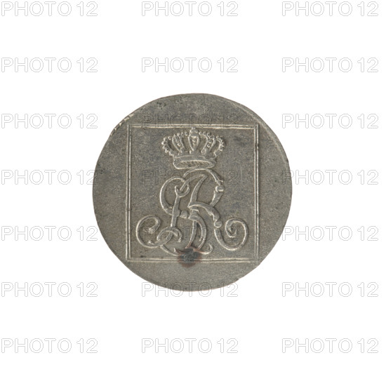 Silver crown groschen; maker: Efraim Brenn (fl. 1774–1792); monarch: Stanislaw August Poniatowski (King of Poland, reign 1764–1795; b. 1732–1798). Obverse: in a square frame under a crown, a tied monogram composed of the letters SAR, pearl border. Reverse: in a square frame an inscription in five lines: '320/EX/MARCA/PURA.COL./1779', with on the sides of the square: '1.GR./R.POL./MDL/EB', pearl border. Date: 1779. Place: Warsaw, Polish–Lithuanian Commonwealth (1569–1795). Material: silver. Object type: coin. Diameter: 20.9–21.2 mm. Weight: 2.17 g.