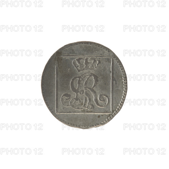 silver crown groschen, Sylm, Frederick William (fl. 1765-1767), Stanislaw August Poniatowski (King of Poland; 1764-1795), Stanislaw August Poniatowski (King of Poland; 1732-1798), Polish coins, monograms, tied monograms, royal monograms, inscriptions, crown coins, Obv.: In a square frame, under a crown, a tied monogram composed of the letters SAR, pearl border. Rev.: In a square frame, an inscription in five lines: 320/EX/MARCA/PURA.COL./1767, square sides: 1.GR./R.POL./MDL/FS, pearl border, 1767, Polish-Lithuanian Commonwealth (1569-1795), Warsaw, Poland, coin, coin: dia. 21.0 mm, dia. 21.4 mm, weight 1.90 g