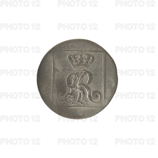 Silver crown groschen, Sylm, Frederick William (fl. 1765–1767); Stanislaw August Poniatowski (King of Poland; 1764–1795; 1732–1798); Polish coin. Obverse: in a square frame under a crown, a tied monogram composed of the letters SAR. Reverse: in a square frame, an inscription in five lines: 320/EX/MARCA/PUR, COL./1, 7. Square sides: 1.GR./R.POL./MDL/FS. Pearl border. Date: 1767. Polish–Lithuanian Commonwealth (1569–1795), Warsaw, Poland. Coin: diameter 20.7–21.0 mm, weight 1.82 g.