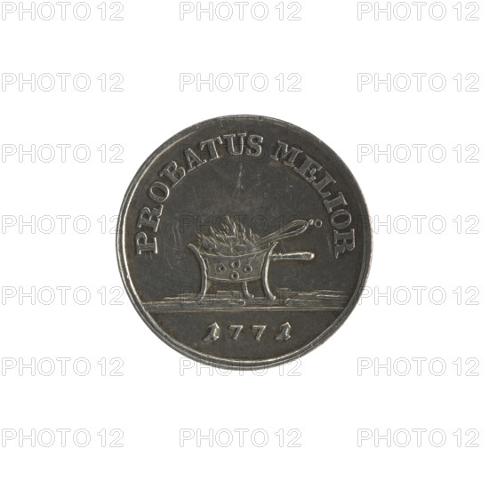 Trial crown zloty, Stanislaw August Poniatowski (King of Poland; 1764–1795). Engraver: Johann Philip Holzhaeusser (1731/1741–1792). Mitmaster of the Warsaw Mint: Justyn Schröder (1768–1772). Polish crown trial coin (trial coin). Obverse: head of Stanislaw August turned right, around it a divided inscription at the bottom: 'STANISLAUS AUG.DGREX POL.MDL', continuous border. Reverse: mint crucible, above a semicircular inscription: 'PROBATUS MELIOR', below the line: '1771', continuous border. Date: 1771. Place: Warsaw, Polish–Lithuanian Commonwealth (1569–1795). Material: coin; mint hallmark present. Diameter: ~21.2–21.3 mm. Weight: 2.94 g.