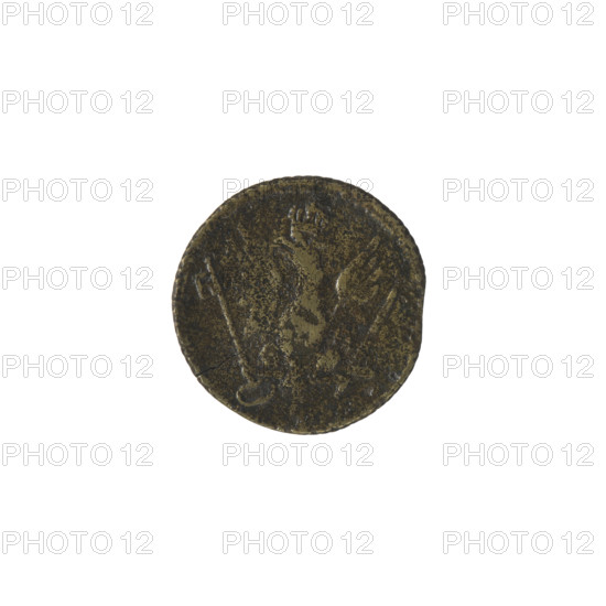 Weight for weighing ducats; maker: Brenn, Efraim (Mintmaster; 1741–1792); associated ruler: Stanislaw August Poniatowski (King of Poland; 1764–1795 / 1732–1798); material/function: monetary weight; date: 1791; place: Warsaw, Poland; polity: Polish–Lithuanian Commonwealth (1569–1795). Obverse: Crowned eagle with a key and a sword in its claws, pearl border. Reverse: Inscription in five lines: I/AUREI/NUMMI/PONDUS/1791; around the inscription: 67 EX MARCA COLONIE, pearl border. Edge: obliquely ribbed. Coin/weight dimensions: diameter 18.4 mm and 18.8 mm; weight 3.03 g.