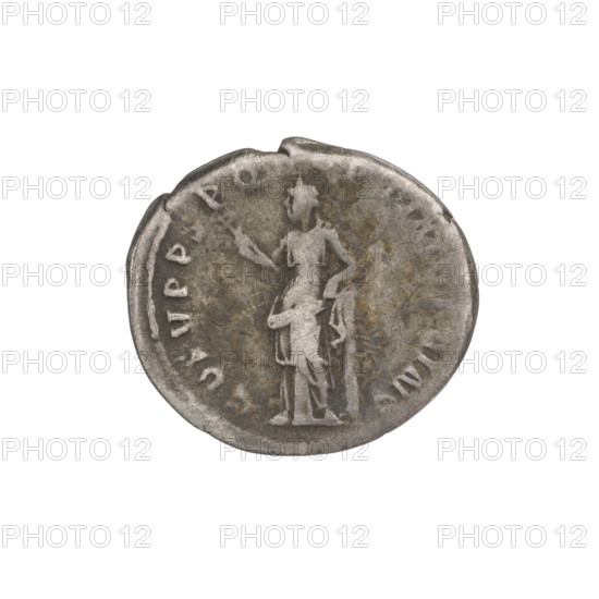 Denarius, Trajan (53–117; Roman emperor 98–117). Obverse: head of Trajan in laurel wreath facing right; rim inscription: IMP TRAIANO AVG, PM TR P. Reverse: Felicitas standing left, dressed in a long robe with draperies, a caduceus in her right hand held down, a cornucopia in her left; rim inscription: COS VPP SPQR OPTIMO PRINC, 103–111. Roman Empire (27 BC–476), Rome. Coin; weight 3.20 g.