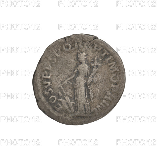 Denarius; Obv.: head of Trajan decorated with a laurel wreath facing right; rim inscription: IMP TRAIANO AVG GER DAC PM TR P. Rev.: Fortuna standing left, dressed in a long dress with draperies, right hand outstretched holding a rudder attached to the bow, left hand holding a cornucopia; rim inscription: COS VPPSPQR OPTIMO PRINC. 103–111 CE. Roman Empire (27 BC–476). Rome. Coin; weight 3.60 g.