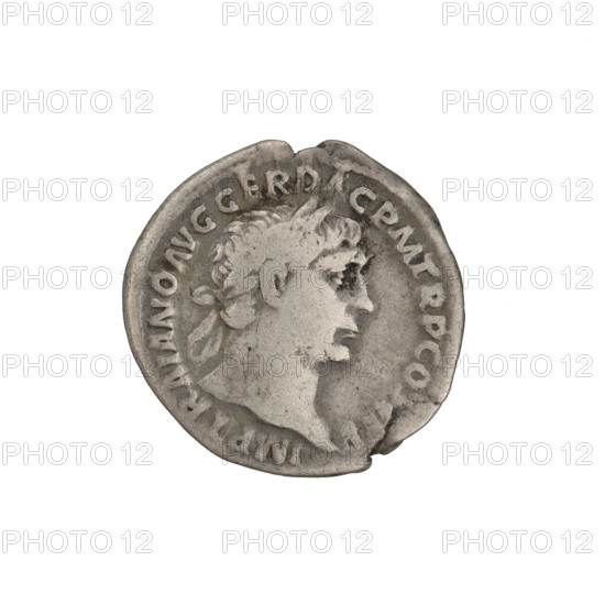 denarius, Fortuna (personification), rudders, horns of plenty, laurel wreaths, heads. Obv.: head of Trajan decorated with a laurel wreath to the right; rim inscription: IMP TRAIANO AVG GER DAC PM TR P COS VPP. Rev.: Fortuna seated left, dressed in a long dress with draperies, holding a rudder with her right outstretched hand, a cornucopia in her left hand; rim inscription: SPQR OPTIMO PRINCIPI. 103–111 CE. Roman Empire (27 BC–476). Coin, weight 3.10 g.