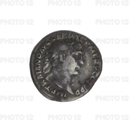 Denarius; Obverse: head of Trajan wearing a laurel wreath, facing right; rim inscription: IMP TRAIANO AVG GER DAC PM TR P. Reverse: Fortuna seated left in a long draped dress, holding a rudder in her right outstretched hand and a cornucopia in her left; rim inscription: SPQR OPTIMO PRINCIPI. Date: 103–111 CE. Roman Empire (27 BCE–476 CE). Rome. Coin; weight 2.98 g.